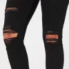 High-Rise Ripped Black Jean Leggings