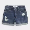 High-Rise Ripped Dark Wash Denim Shortie Shorts High-Rise Ripped Dark Wash Denim Shortie Shorts