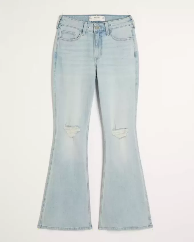 High-Rise Ripped Light Wash Flare Jeans High-Rise Ripped Light Wash Flare Jeans