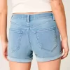 High-Rise Ripped Medium Light Wash Denim Shortie Shorts High-Rise Ripped Medium Light Wash Denim Shortie Shorts