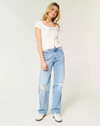 High-Rise Ripped Medium Wash Dad Jeans High-Rise Ripped Medium Wash Dad Jeans