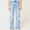 High-Rise Ripped Medium Wash Dad Jeans