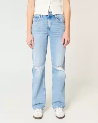 High-Rise Ripped Medium Wash Dad Jeans High-Rise Ripped Medium Wash Dad Jeans