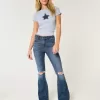 High-Rise Ripped Medium Wash Flare Jeans High-Rise Ripped Medium Wash Flare Jeans