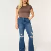 High-Rise Ripped Medium Wash Flare Jeans High-Rise Ripped Medium Wash Flare Jeans