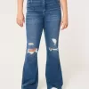 High-Rise Ripped Medium Wash Flare Jeans High-Rise Ripped Medium Wash Flare Jeans
