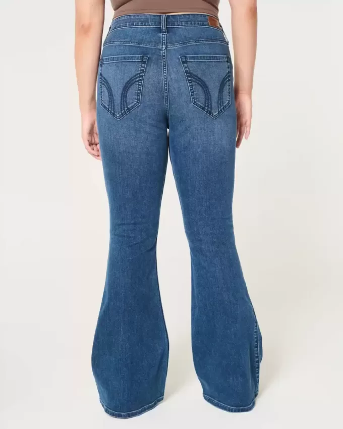 High-Rise Ripped Medium Wash Flare Jeans High-Rise Ripped Medium Wash Flare Jeans
