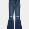 High-Rise Ripped Medium Wash Flare Jeans High-Rise Ripped Medium Wash Flare Jeans