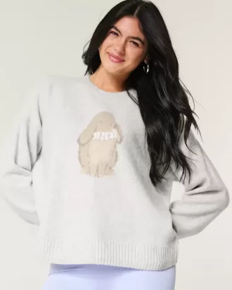Hollister Comfy Cloud Bunny Graphic Crew Sweater