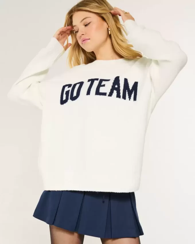 Hollister Comfy Cloud Oversized Go Team Graphic Sweater