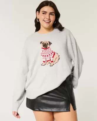 Hollister Comfy Cloud Puppy Graphic Crew Sweater