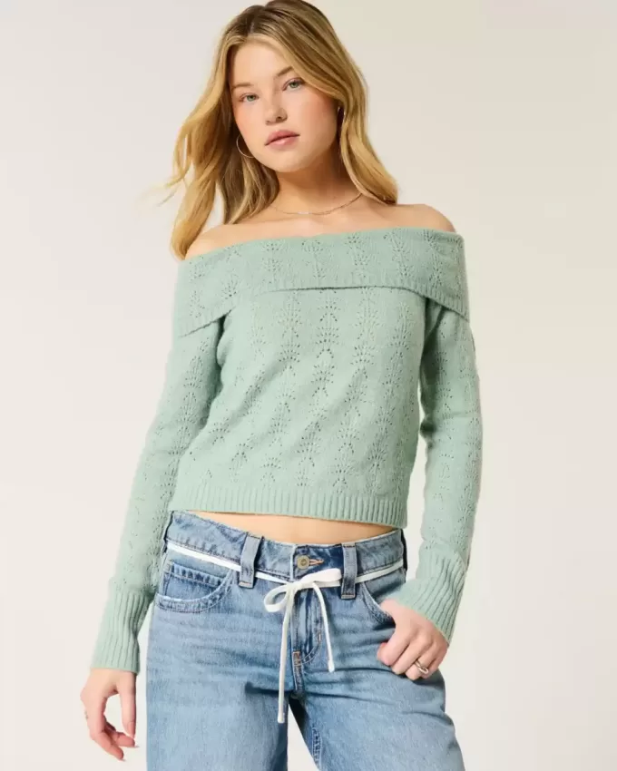 Hollister Comfy Cloud Stitchy Off-the-Shoulder Sweater Hollister Comfy Cloud Stitchy Off-the-Shoulder Sweater