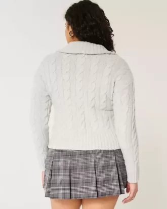 Hollister Comfy Cloud Zip-Up Cable-Knit Sweater