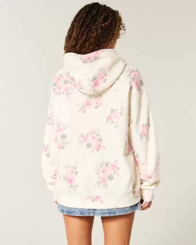 Hollister Feel Good Oversized Floral Pattern Hoodie Hollister Feel Good Oversized Floral Pattern Hoodie
