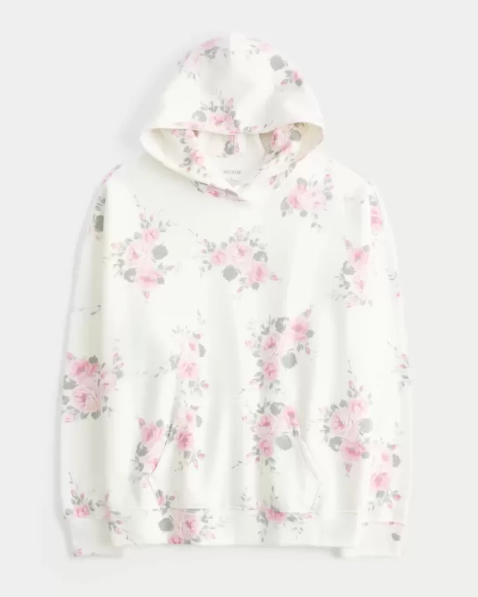 Hollister Feel Good Oversized Floral Pattern Hoodie Hollister Feel Good Oversized Floral Pattern Hoodie