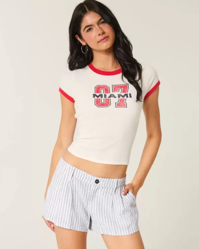 Hollister Livvy Low-Rise Linen-Blend Shorts Hollister Livvy Low-Rise Linen-Blend Shorts