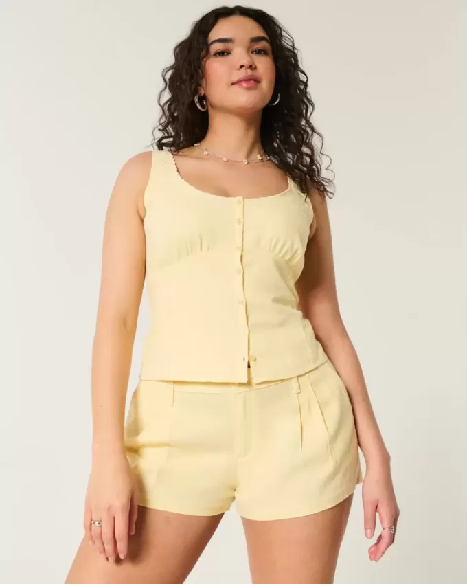 Hollister Livvy Low-Rise Linen-Blend Shorts Hollister Livvy Low-Rise Linen-Blend Shorts