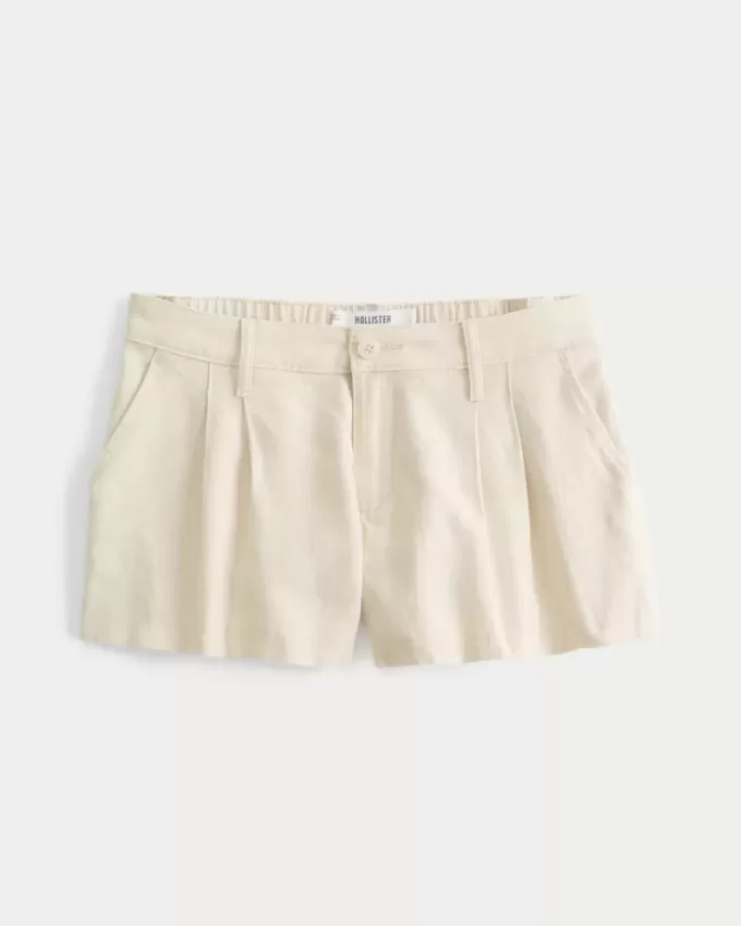 Hollister Livvy Low-Rise Linen-Blend Shorts 3″