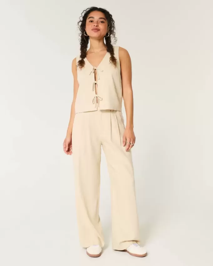 Hollister Livvy Ultra High-Rise Linen-Blend Wide-Leg Pants Hollister Livvy Ultra High-Rise Linen-Blend Wide-Leg Pants