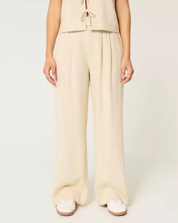 Hollister Livvy Ultra High-Rise Linen-Blend Wide-Leg Pants Hollister Livvy Ultra High-Rise Linen-Blend Wide-Leg Pants
