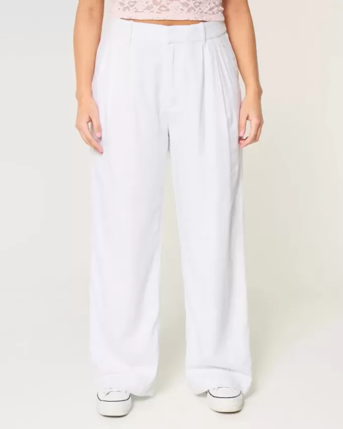 Hollister Livvy Ultra High-Rise Linen-Blend Wide-Leg Pants