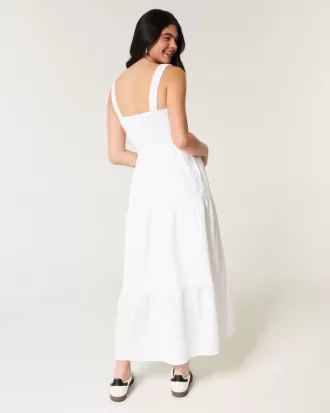 Hollister Sofia Side-Smocked Eyelet Maxi Dress