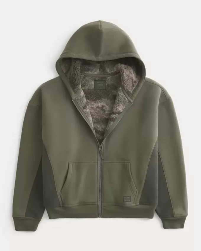 Hollister x Crocs Sherpa-Lined Zip-Up Hoodie Hollister x Crocs Sherpa-Lined Zip-Up Hoodie