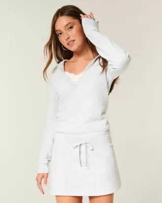 Hooded Long-Sleeve Fleece Dress
