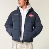 Hooded Motorsports Graphic Puffer Jacket
