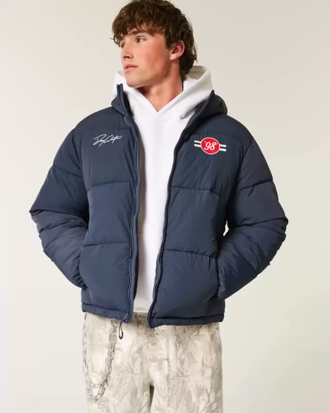Hooded Motorsports Graphic Puffer Jacket