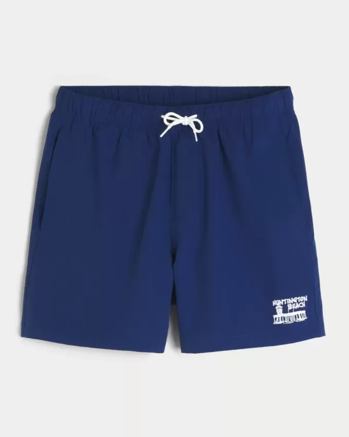 Huntington Beach Graphic Mid-Thigh Volley Swim Trunks Huntington Beach Graphic Mid-Thigh Volley Swim Trunks