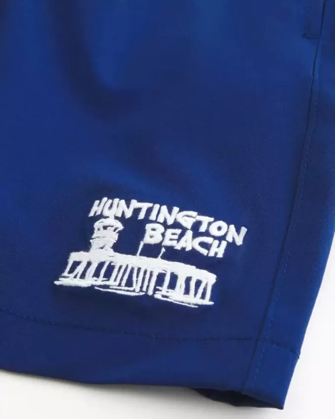 Huntington Beach Graphic Mid-Thigh Volley Swim Trunks Huntington Beach Graphic Mid-Thigh Volley Swim Trunks
