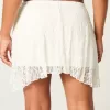 Lace Asymmetrical Hem Mini Skirt