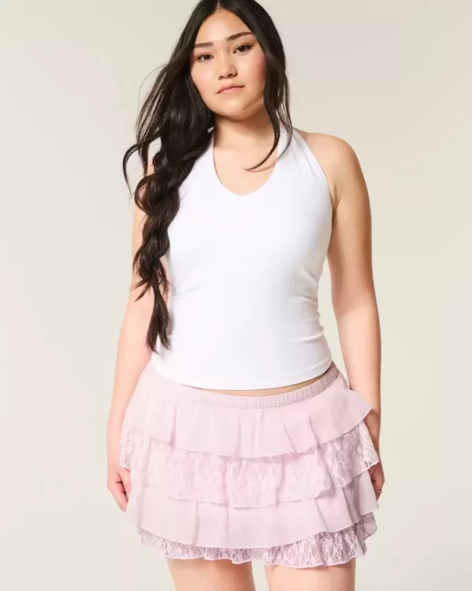 Lace-Chiffon Tiered Mini Skort Lace-Chiffon Tiered Mini Skort