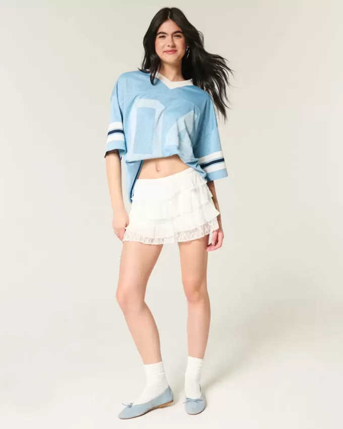 Lace-Chiffon Tiered Mini Skort Lace-Chiffon Tiered Mini Skort