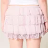 Lace-Chiffon Tiered Mini Skort Lace-Chiffon Tiered Mini Skort