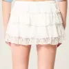 Lace-Chiffon Tiered Mini Skort Lace-Chiffon Tiered Mini Skort