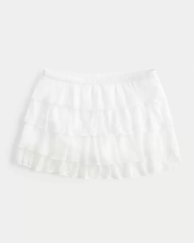 Lace-Chiffon Tiered Mini Skort Lace-Chiffon Tiered Mini Skort