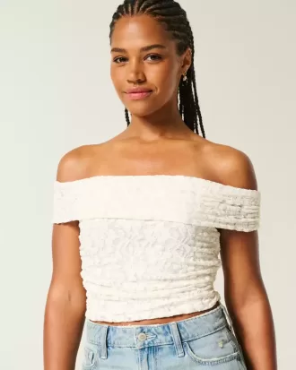 Lace Foldover Off-the-Shoulder Top