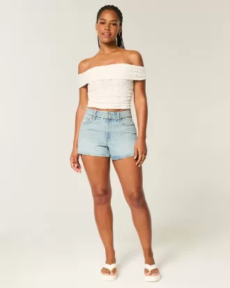 Lace Foldover Off-the-Shoulder Top