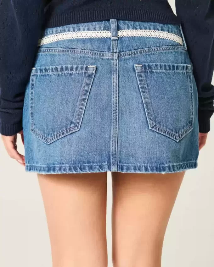 Lace Tie Denim Mini Skort Lace Tie Denim Mini Skort