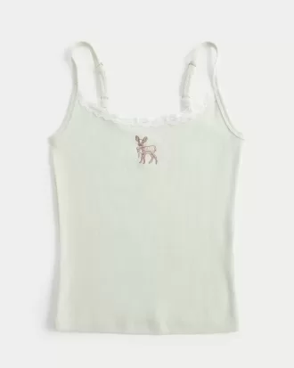 Lace Trim Deer Graphic Tank Lace Trim Deer Graphic Tank