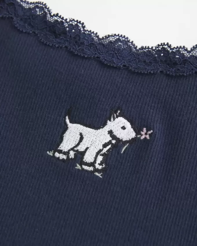 Lace Trim Dog Graphic Tank Lace Trim Dog Graphic Tank