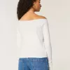 Lace Trim Off-the-Shoulder Montauk Graphic Tee