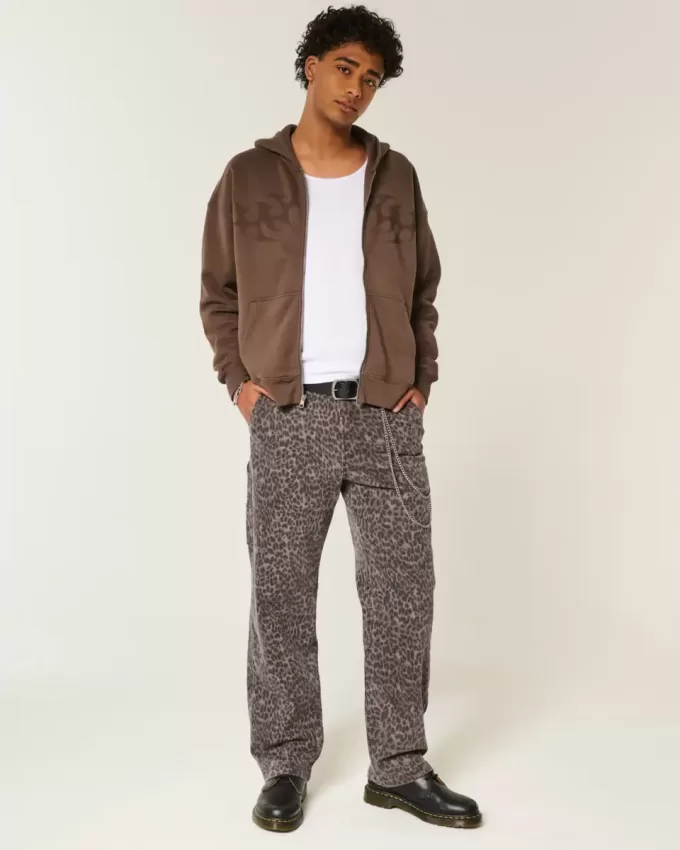 Leopard Print Baggy Painter Jeans Leopard Print Baggy Painter Jeans