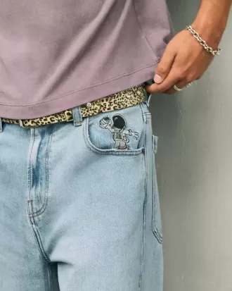 Light Wash Astronaut Graphic Super Baggy Jeans Light Wash Astronaut Graphic Super Baggy Jeans