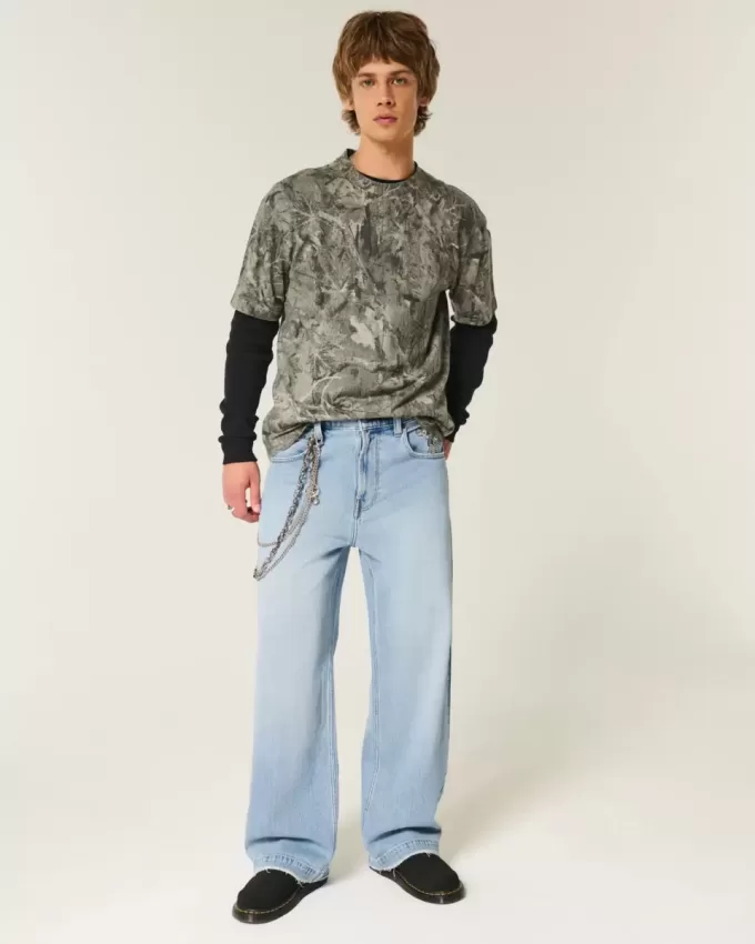 Light Wash Astronaut Graphic Super Baggy Jeans Light Wash Astronaut Graphic Super Baggy Jeans