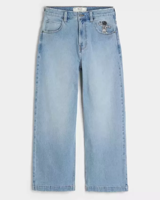 Light Wash Astronaut Graphic Super Baggy Jeans Light Wash Astronaut Graphic Super Baggy Jeans