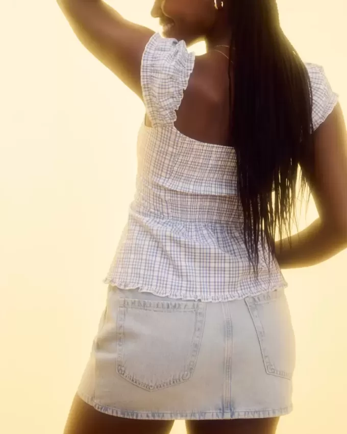 Light Wash Denim Mini Skort Light Wash Denim Mini Skort