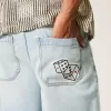 Light Wash Dice Graphic Super Baggy Denim Shorts Light Wash Dice Graphic Super Baggy Denim Shorts